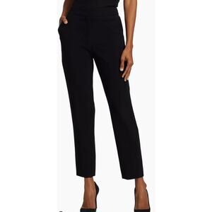 St. John Caviar Emma Marocain Pants Womens 10 Black Crepe Dress Cropped Tapered